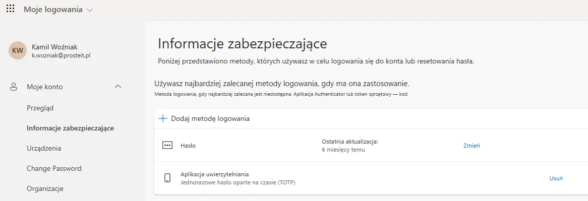 Ustawienia Microsoft