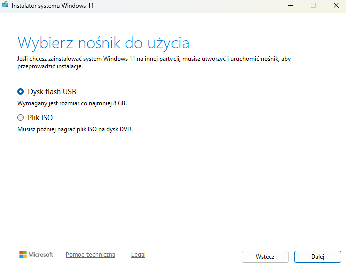 Dysk Flash usb instalacja windows 11
