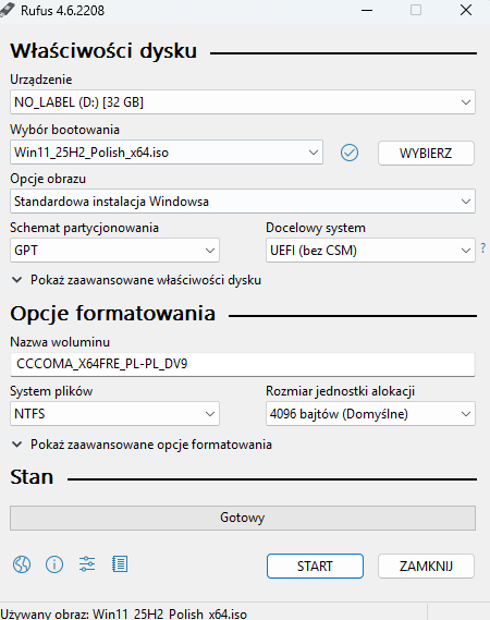 Rufus instalacja Windows 11