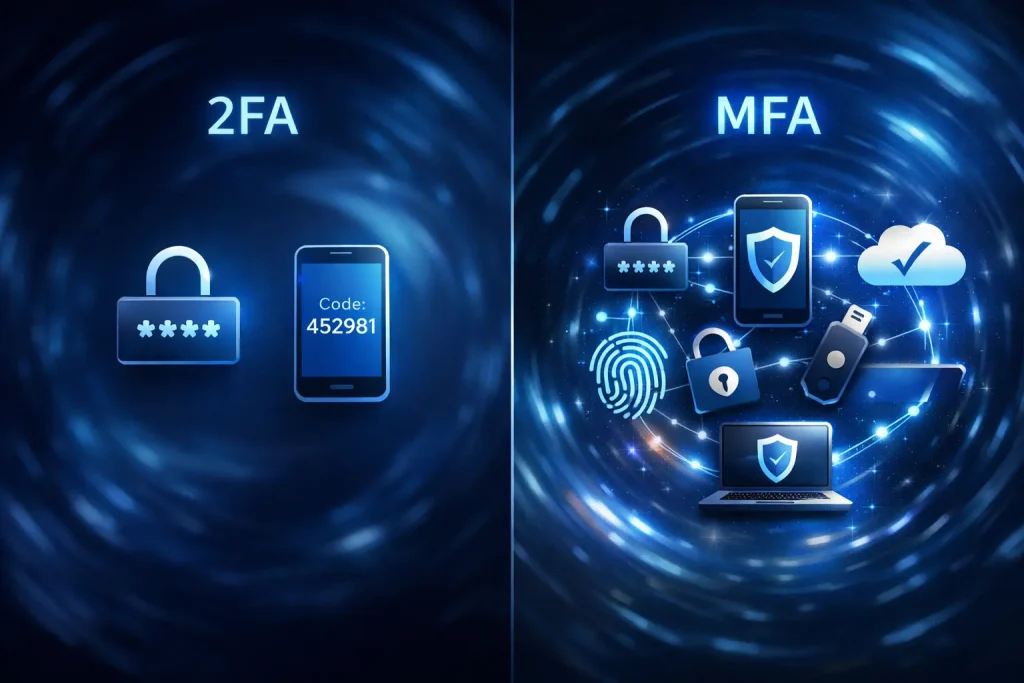 MFA and 2FA differences explained. IT support for companies in Ożarów Mazowiecki, Grodzisk Mazowiecki, Bemowo, Wola, IT Wola. IT outsourcing for companies.