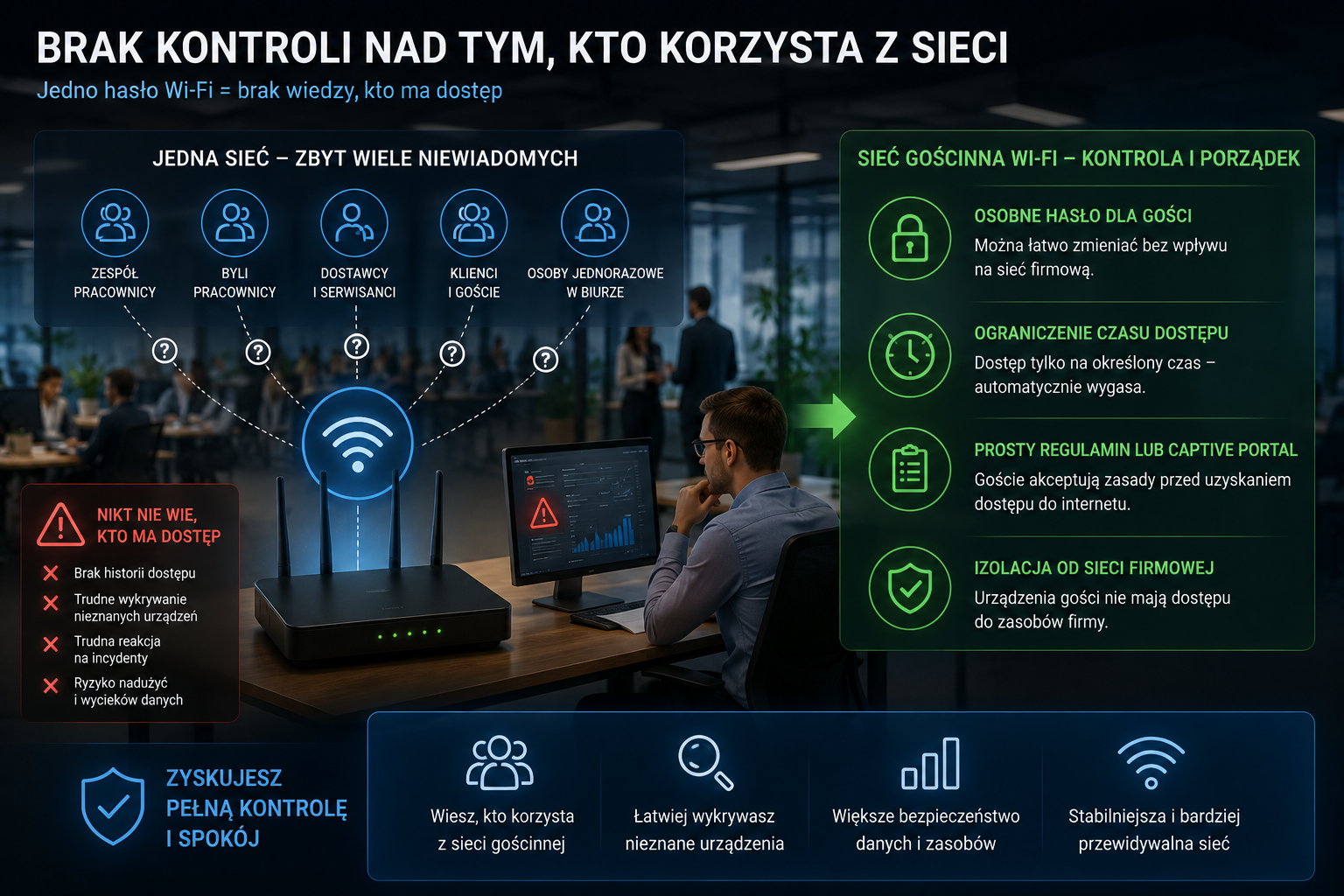 zabezpieczenie sieci Wi-Fi w firmie - ochrona danych i urządzeń