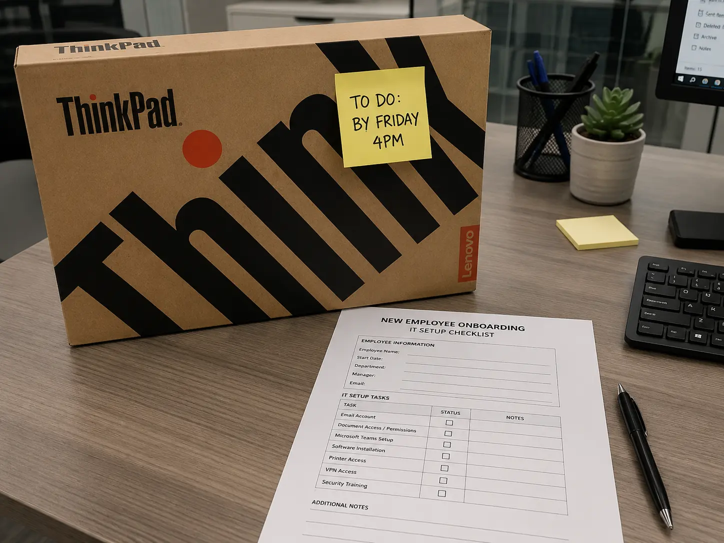 IT onboarding for a new employee - laptop, accounts and access checklist